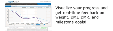 Visualize your progress and get real-time feedback on weight, BMI, BMR, and Milestone goals!
