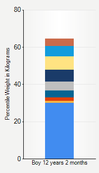 Weight chart for boys 12 years 2 months of age