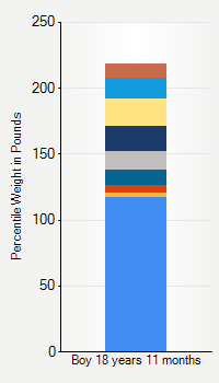 Weight chart for boys 18 years 11 months of age